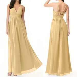 Azazie Plus‎ Size Maxi Dress Yellow Gold Size 14 Chifffon Formal Gown Prom Party